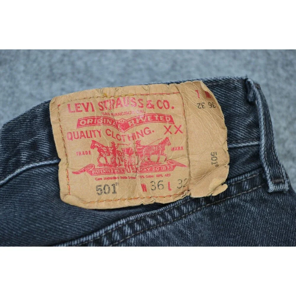 Vintage Levis 501 XX Button‎ Fly Denim 36x32 Fits 34x31 black Loose Jeans